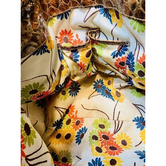 Jessica Simpson Y2K Vintage Woven Brown Purse Tote Brown Leather Hobo Bag - Picture 6 of 8